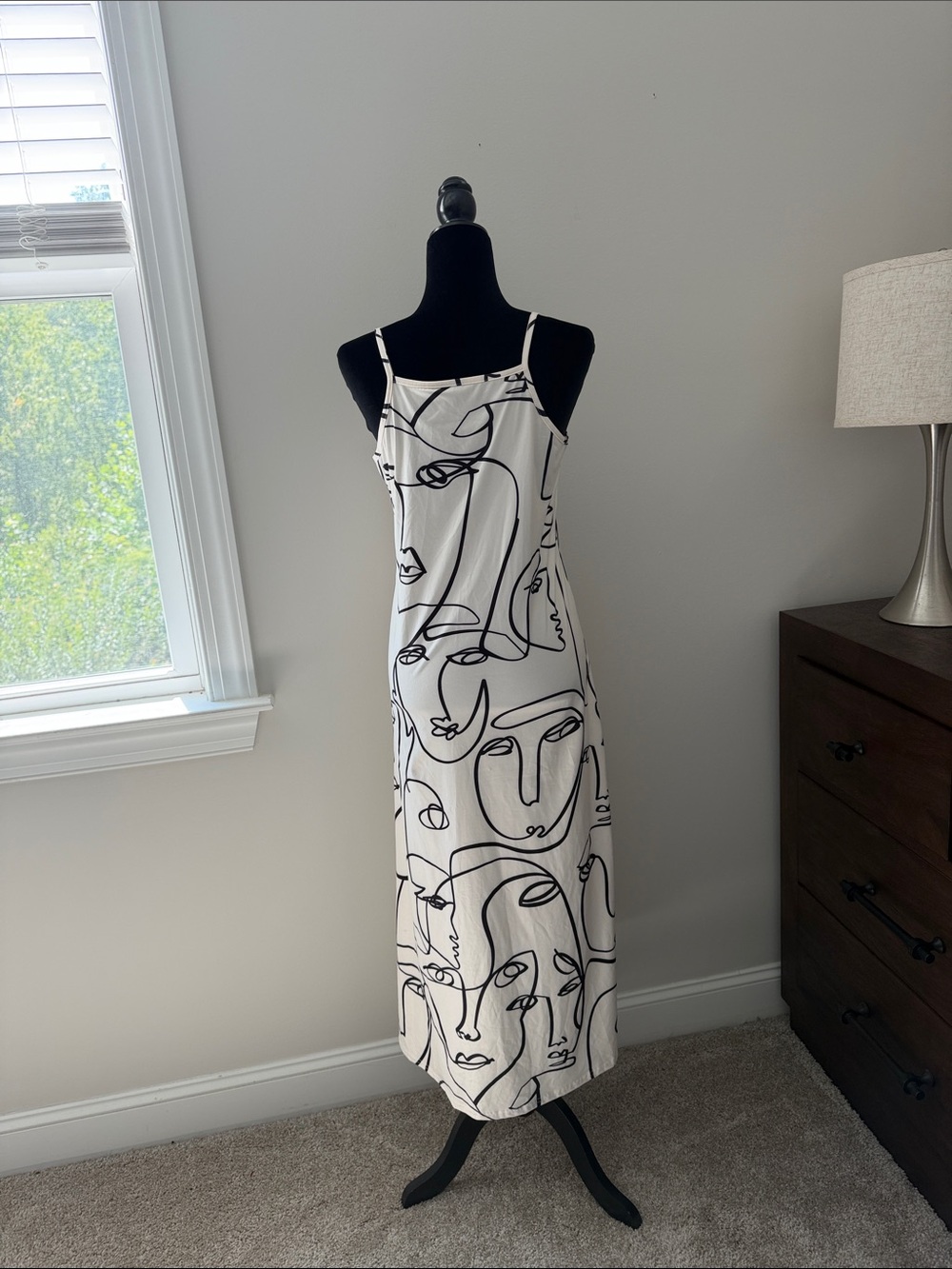 Minimalist Face-Print White Slip Dress - Picture 2 of 2